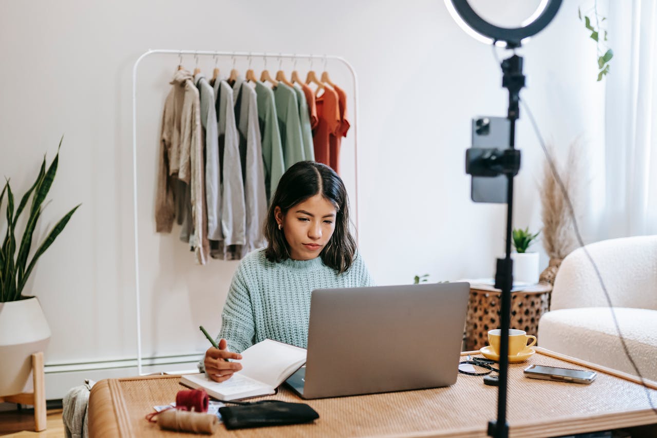 Woman working on laptop