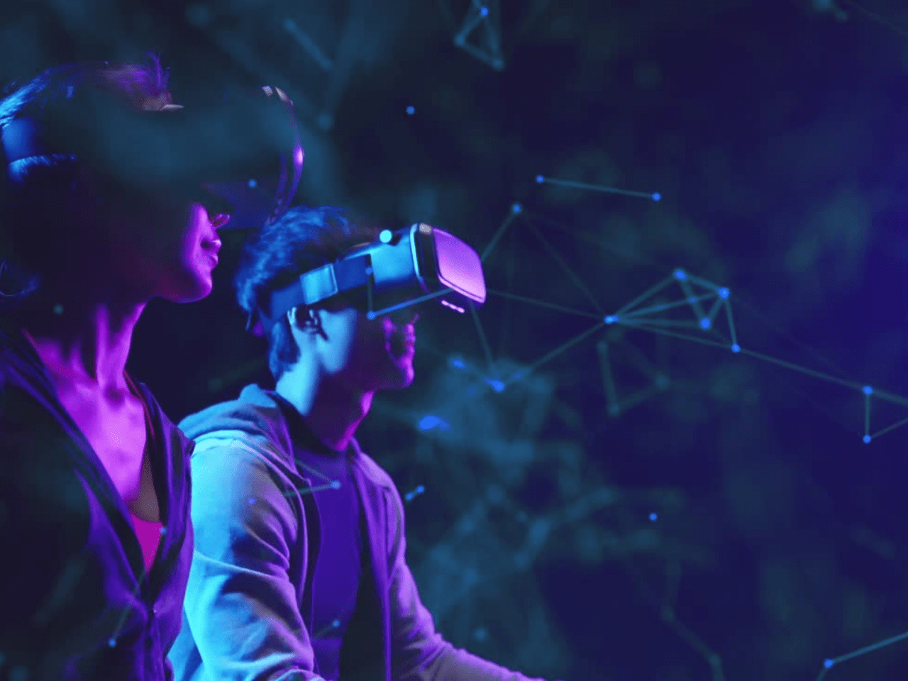 kids using virtual reality headsets