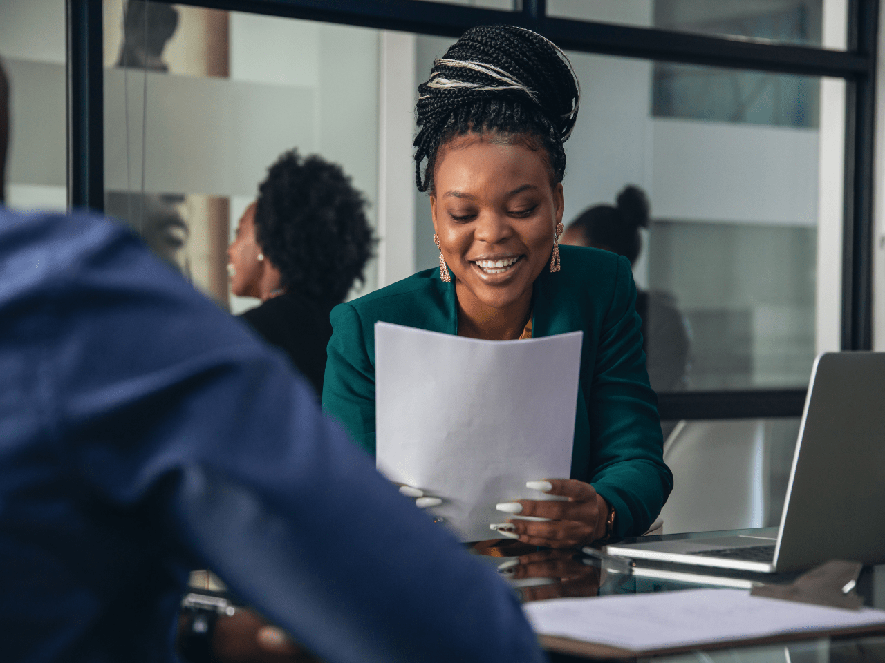 Employee reviewing documents