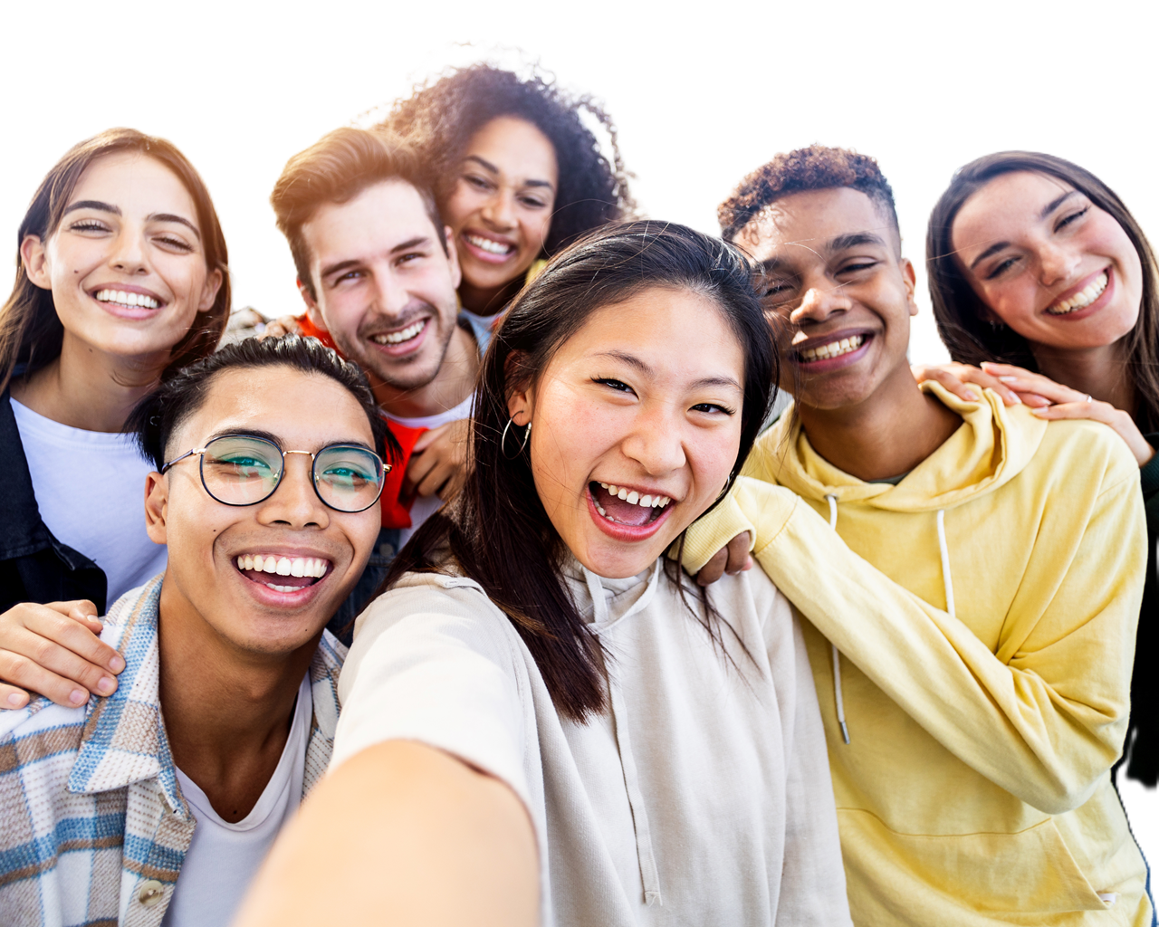 Young group of smiling students 