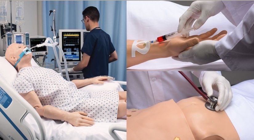  simulation mannequin in hospital room